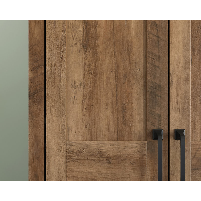 Tall Rustic Pine 2-Door Storage Cabinet with Adjustable Shelves