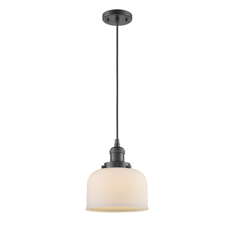 Luminaire suspendu pour îlot de cuisine 1 lumière Cedeno, Boîtier blanc mat, Ampoule DEL 6 watts Vinage, Bronze huilé