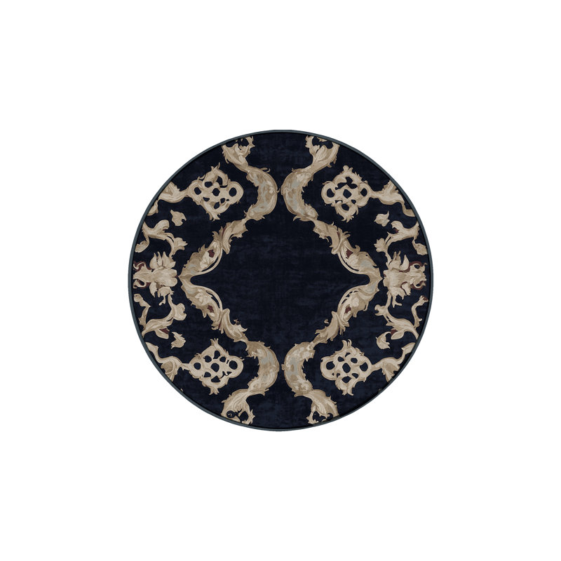 Machine Washable Gray Area Rug, Round 5'