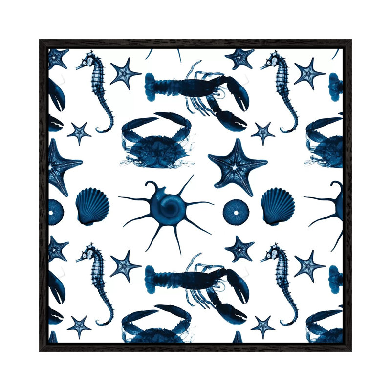 Aquatic Pattern I by Albert Koetsier - Print on Canvas, 66.04cm H x 66.04cm W x 3.81cm D, Black Framed