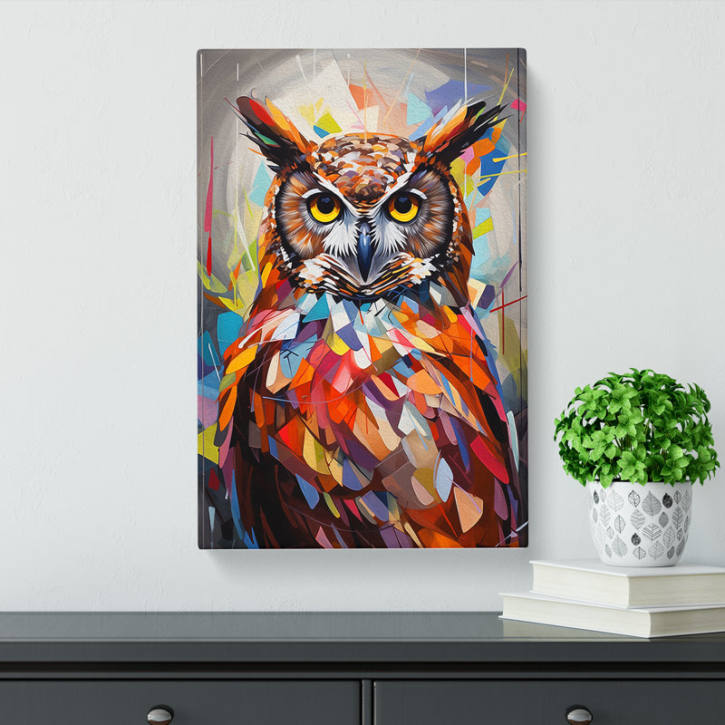 Owl Geometric - Wrapped Canvas, 76cm H x 50cm W x 3cm D