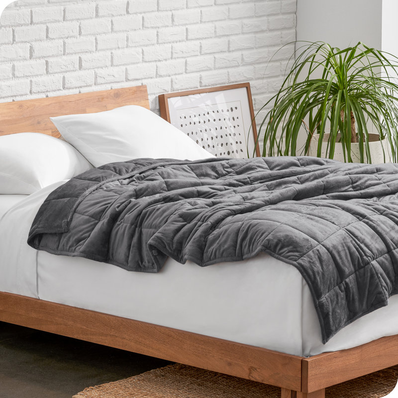  Minky Fleece Weighted Blanket, 60" W x 80" L, 17 lbs, Grey