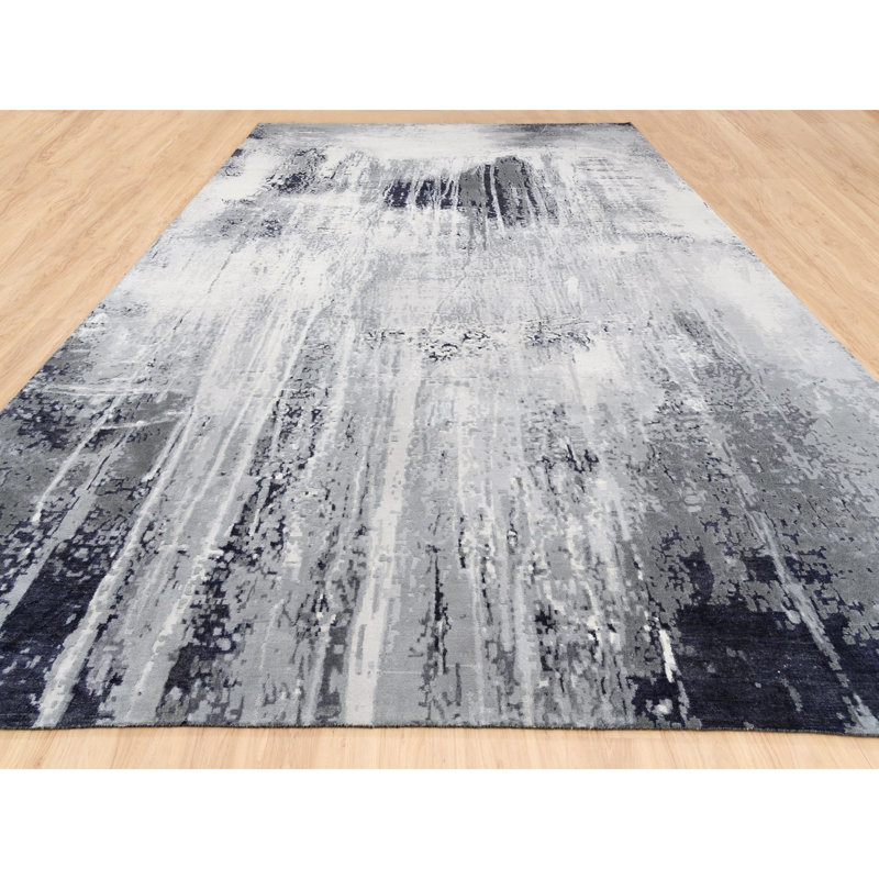 One-of-a-Kind Rectangle 12'0" X 18'1" New Age Area Rug in Gray