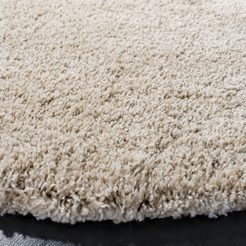 Shag Solid Color Area Rug In Beige, Round 122 cm