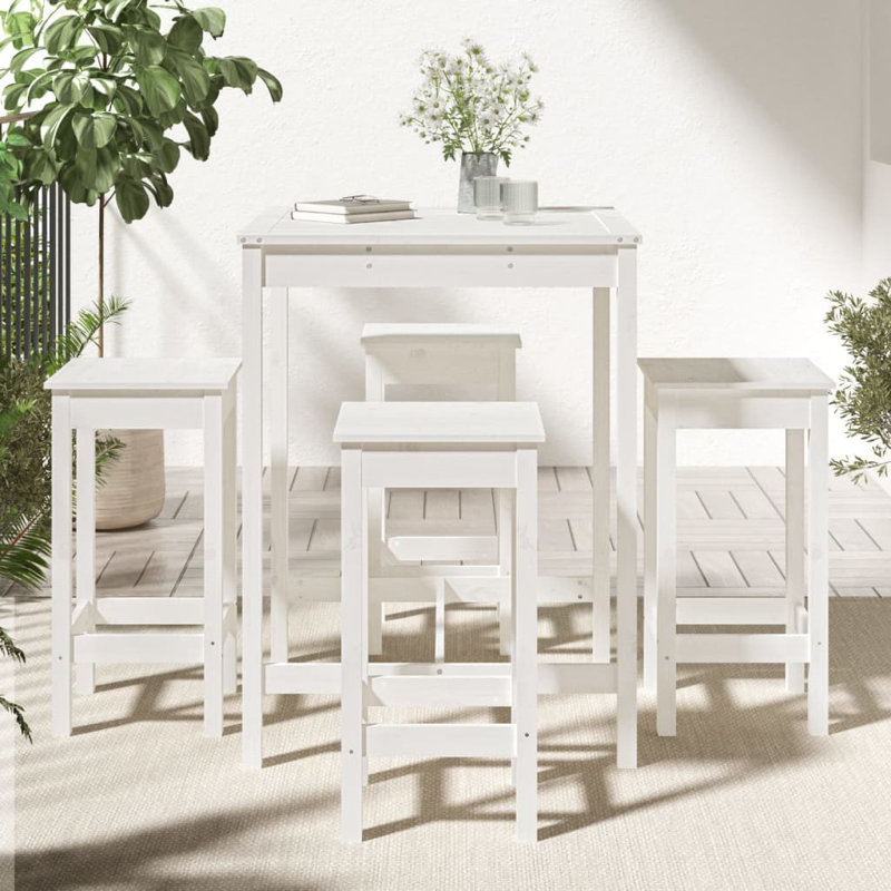 Obed 4 - Person Patio Dining Set with Rectangular Table, White