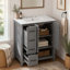 Meuble-lavabo en bois 30 po avec lavabo, deux portes, deux tiroirs et une tablette ouverte, gris