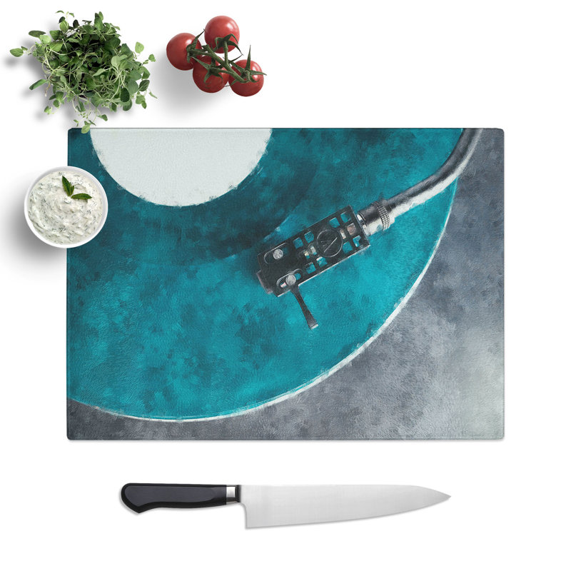 Tempered Glass the Record Player Needle Chopping Board, 20 cm x 28.5 cm