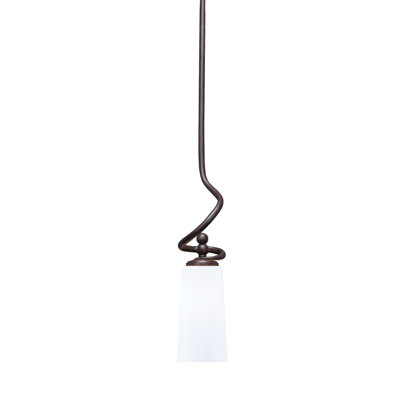 Suspension Sadea Stem Mini présentée en fini granit foncé avec verre opale blanc de 12,7 cm de largeur x 24,8 cm de hauteur