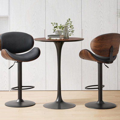 Ensemble de 2 tabourets de bar pivotants, réglables en hauteur avec siège et dossier en similicuir, comptoirs de cuisine modernes pour bar et salle à manger