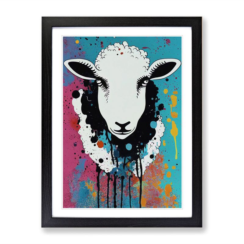 Splashed Sheep No.2 - Framed Print, Black Framed, 64cm H x 46cm W x 2cm D