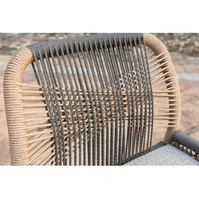 Set of 2 Handwoven Rope Counter Height Stools with Waterproof Cushions