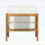 Chaise de patio en bois d'acacia avec coussin beige, corde moderne pour des sièges élégants et confortables dans la cour, le jardin ou le balcon