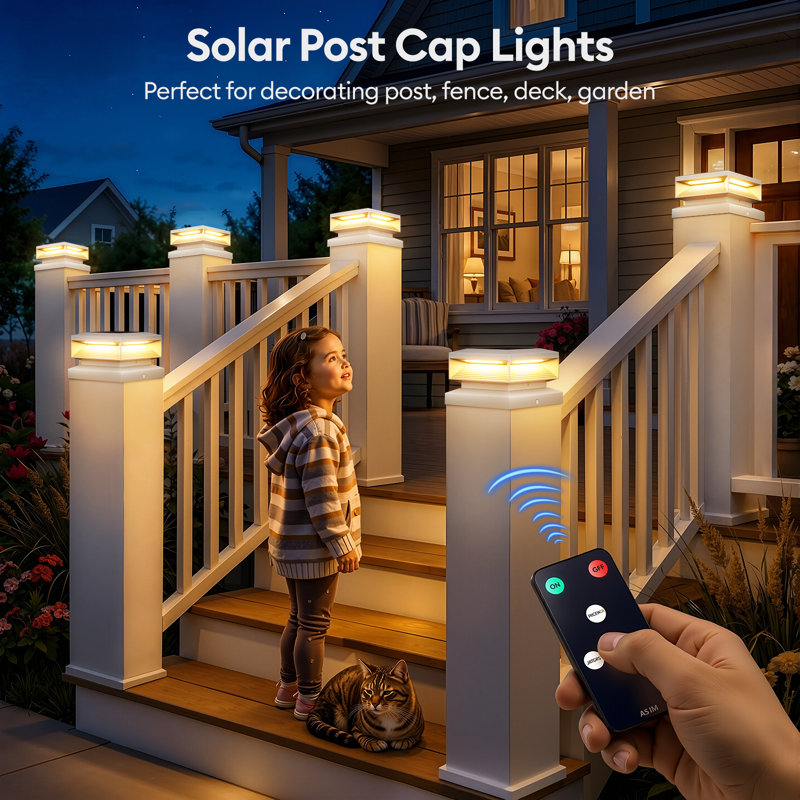 Solar Powered Fence Post Cap Light 3.5 In. X 3.5 In. Pack