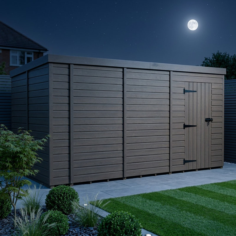 Total Sheds 15ft x 9ft Composite Pent Garden Shed - Single Door - No Windows - EPDM Rubber Roof - UK Manufactured