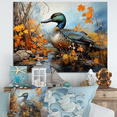 Baroque Blue Duck Elegance IV - Duck Animal Wall Art