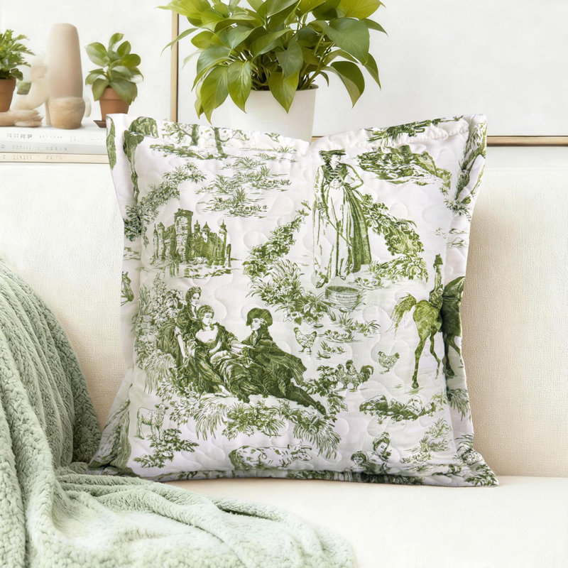 Toile matelassée couvre-oreiller ferme campagne française rétro imprimé motif décoratif carré pour la maison canapé chambre à coucher lit décor 1PC