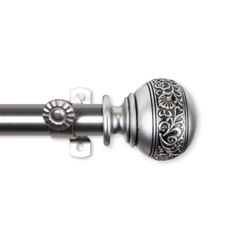 Tringle à rideaux simple à 5 côtés pour fenêtre en baie Solon, Nickel satiné, 28 à 48 po (de chaque côté)