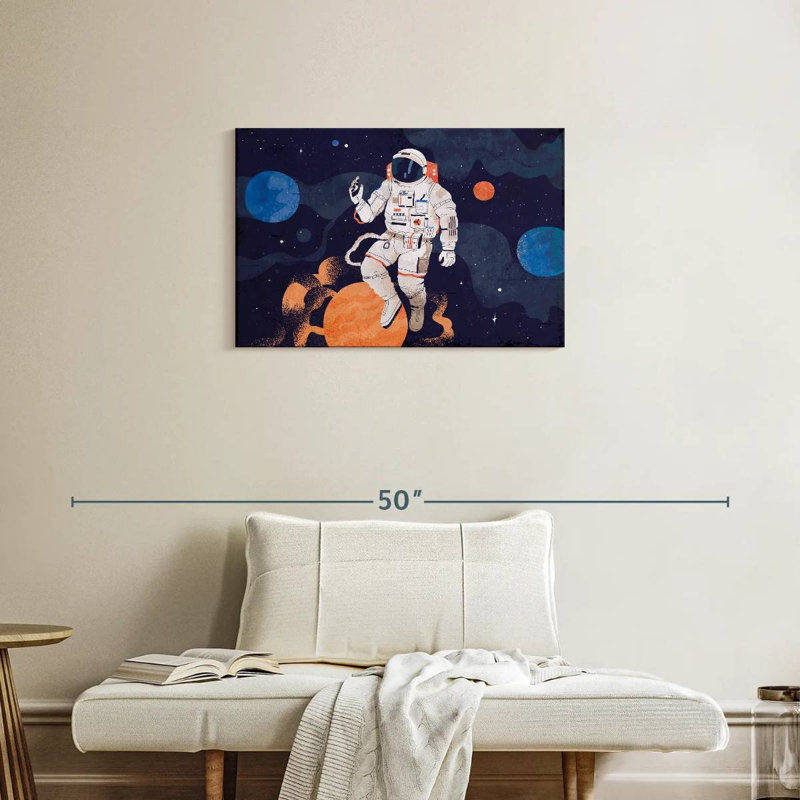 Oberle astronaute avec planètes, H 20 po x l 30 po