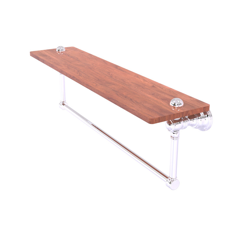 Tablette en bois Freyja, Chrome poli, H 5,54 po x l 22 po x P 7 po