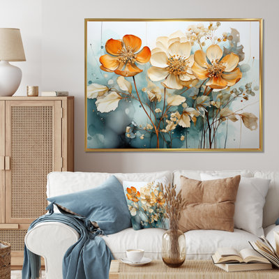 " Orange Teal Botanical Fragments "