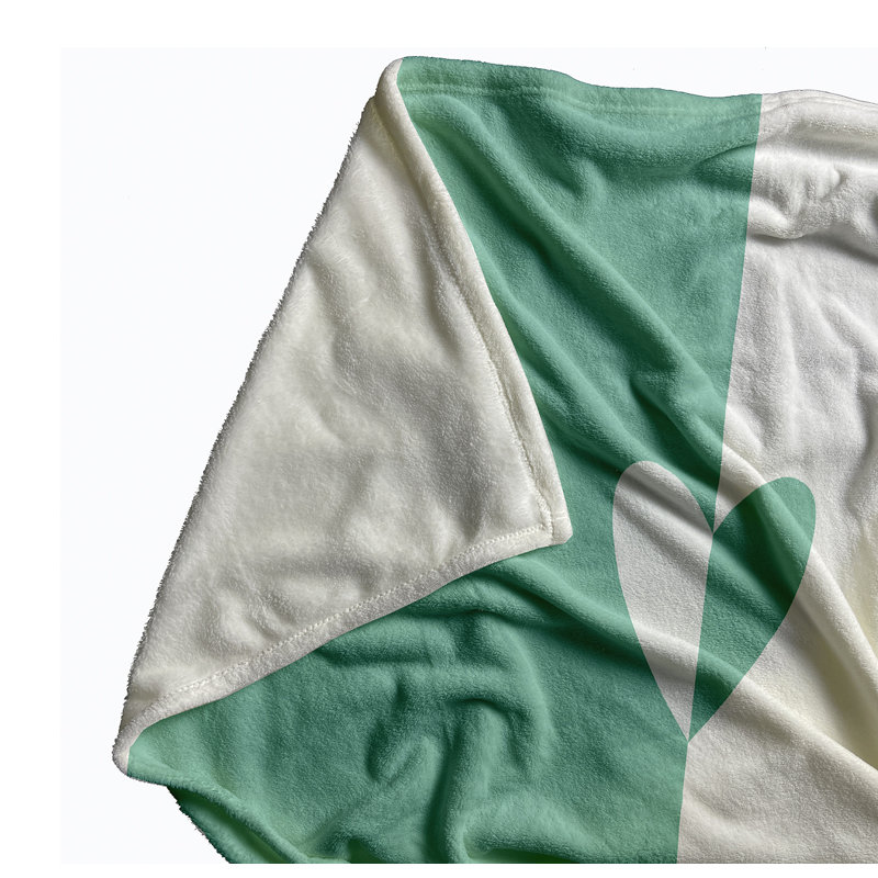 Modern Heart Valentine's Day Throw Blanket, 60" W x 80" L, Spring Green