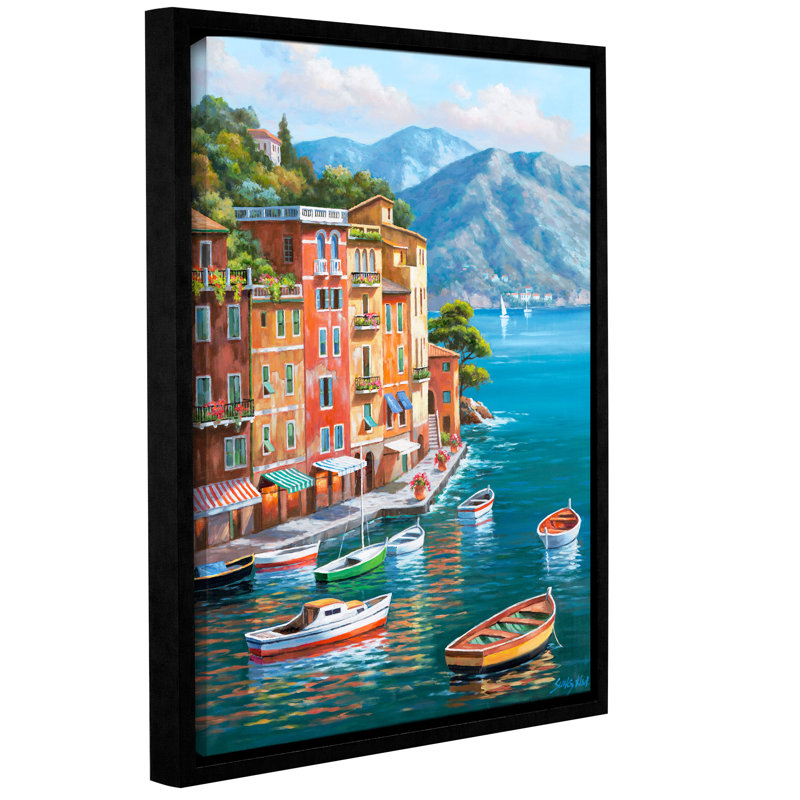 « villagio del porto », reproduction d’art sur toile tendue, H 48 po x l 36 po x P 2 po