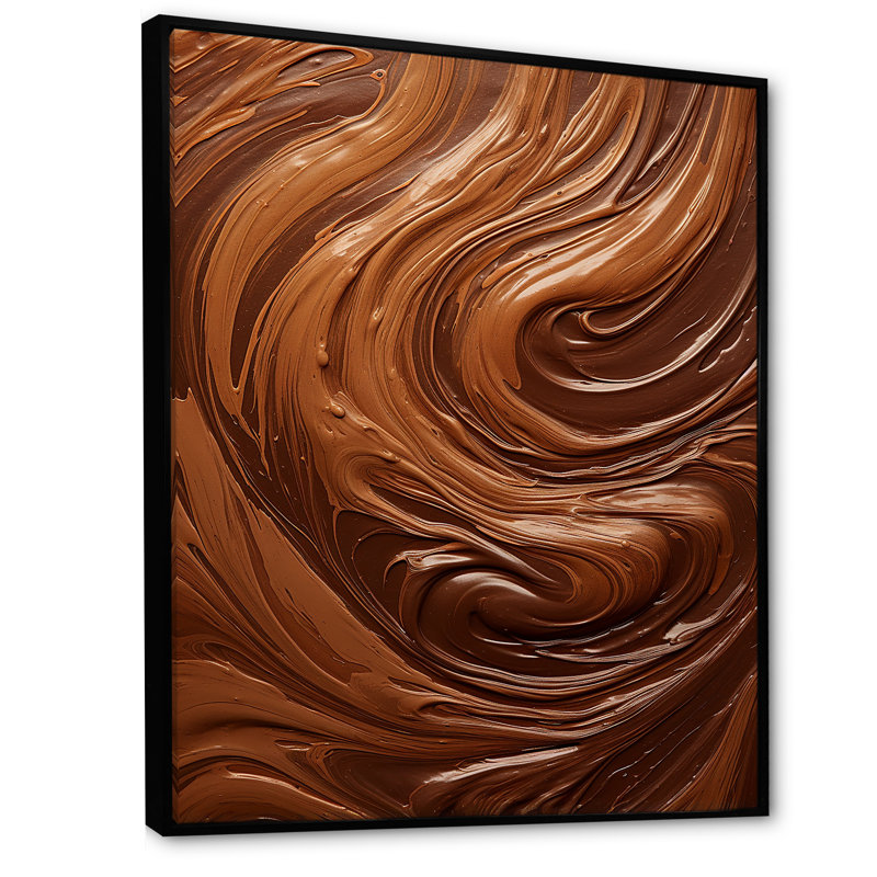 «Abstract Mocha Memories Spiral I», impressions sur toile, H 32 po x l 16 po x P 1 po, Cadre flottant noir