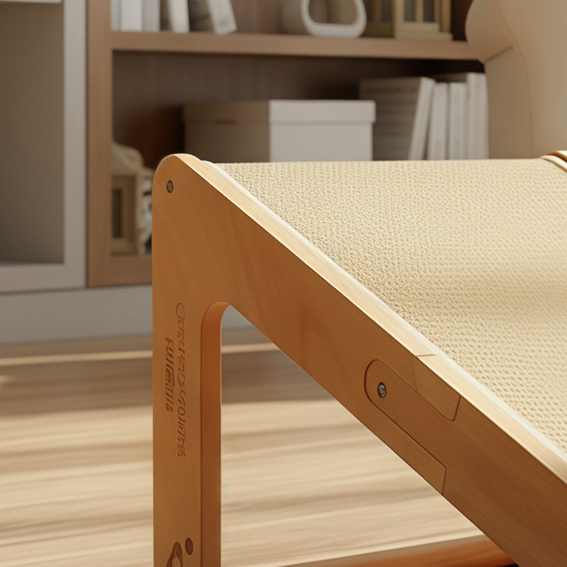 Poteau à griffer pour chat en forme de L en bois massif, tapis d'escalade vertical en sisal - un cadeau pratique et réfléchi.