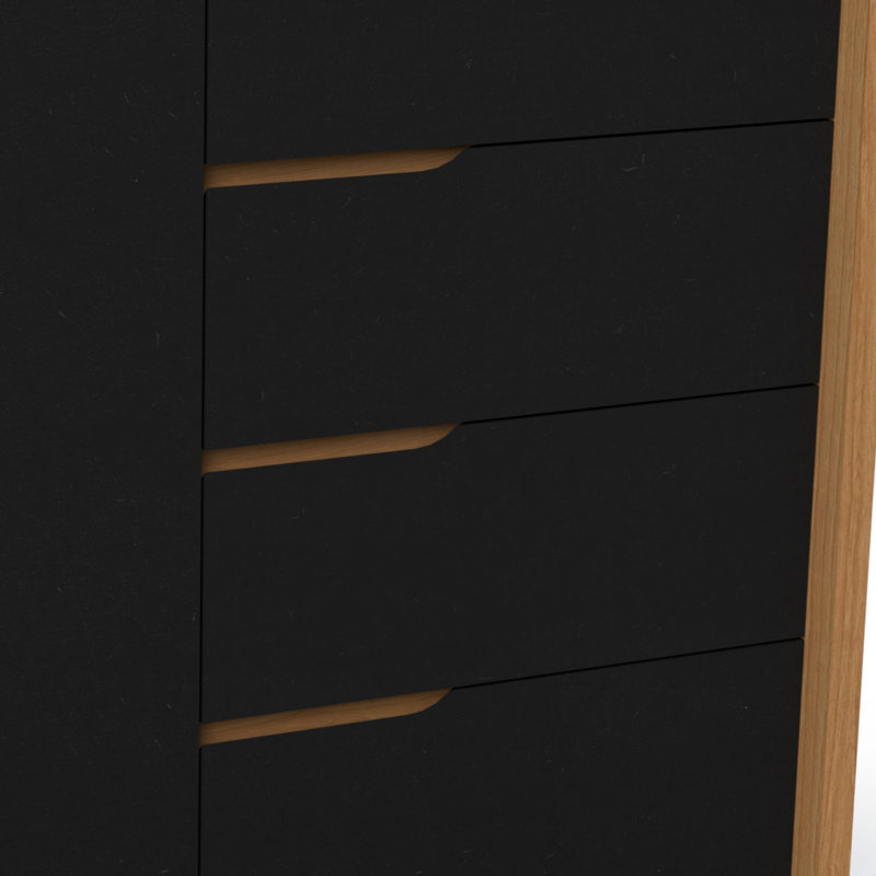 Aureliu 120cm Solid Wood Sideboard, Natural Beech/Valchromat Black