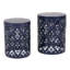Tables d'appoint modernes en métal - Décoration en fer découpé bleu marine, fer thermolaqué, aucun assemblage requis, motif de style table d'appoint, teinte bleue, construction