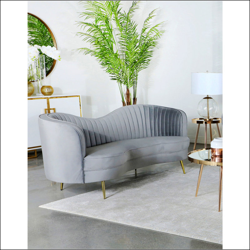Grey And Gold Upholstered Sofa