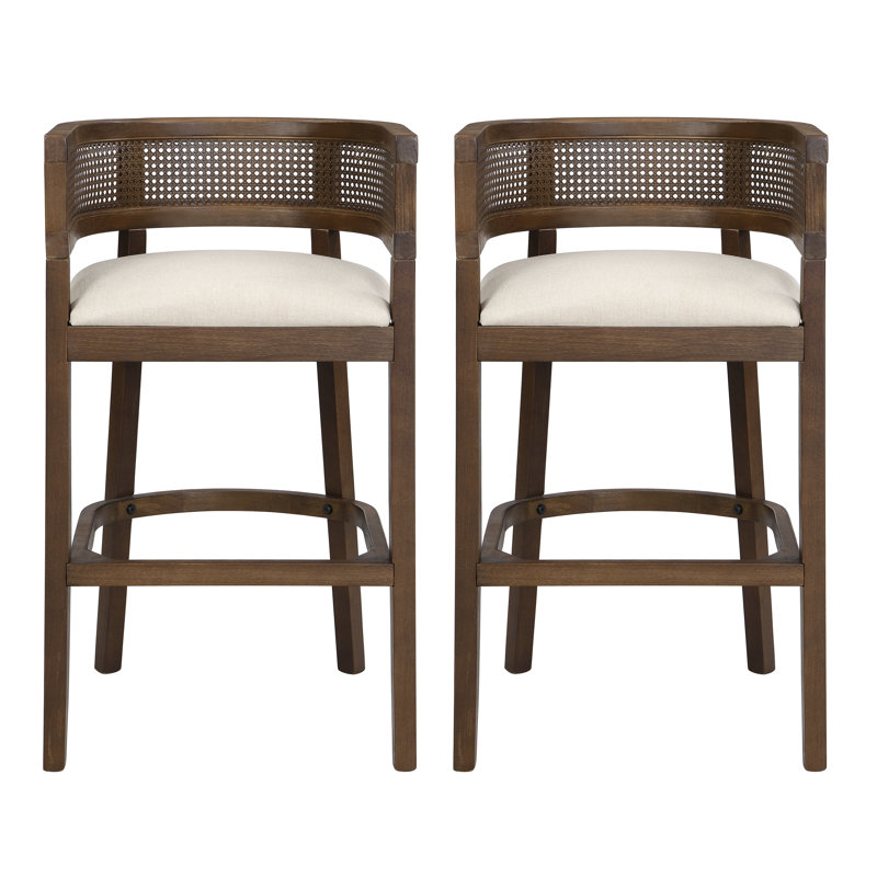 Oech Rubberwood Upholstered Bar Stools, Walnut, Bar Stools (29.50'' Seat Height)
