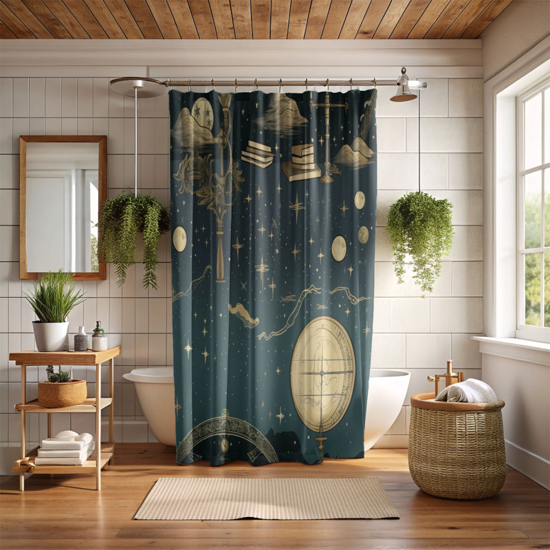 Moonlit Tranquil - Premium Shower Curtain, 74"H x 71"W