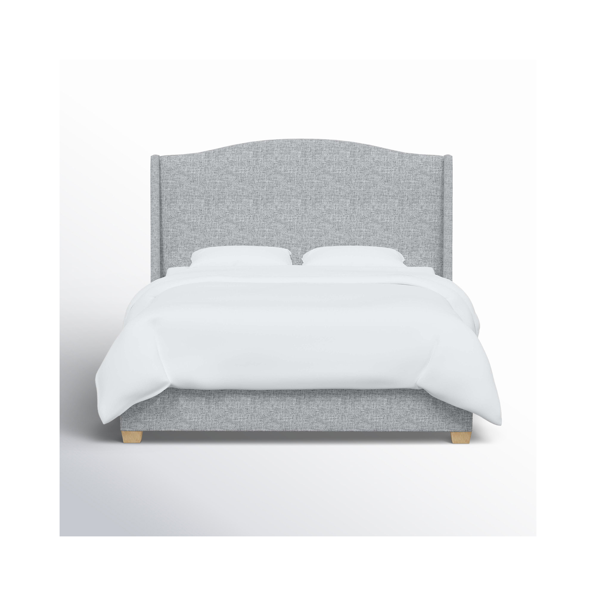 Allis Upholstered Wingback Bed, Zuma Pumice Textured Linen, Queen
