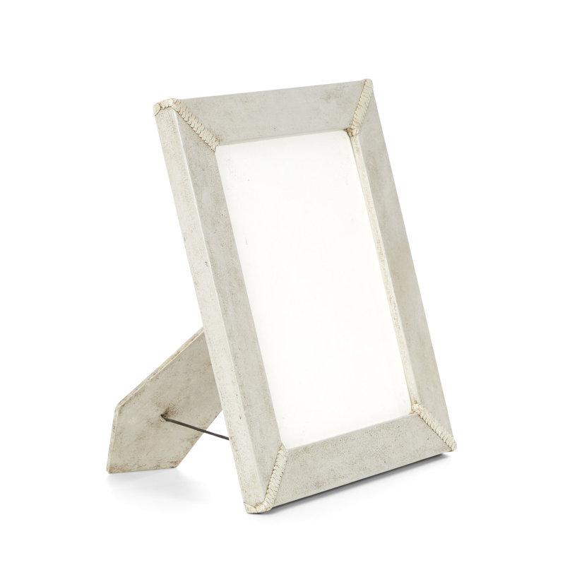 Leather Picture Frame, Cream/Gray, 5" x 7"
