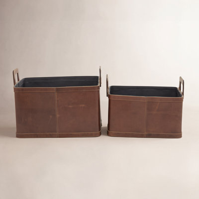 Handmade Leather Storage Baskets