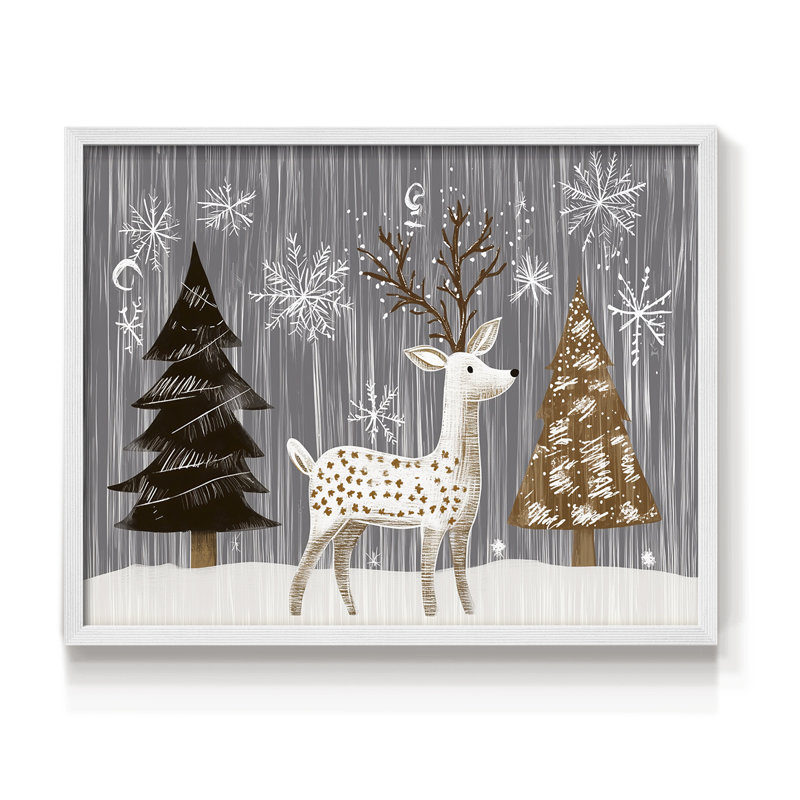 «Chirstmas Art» -ICI - impression encadrée - réarmable, H 16 po x l 20 po, Blanc