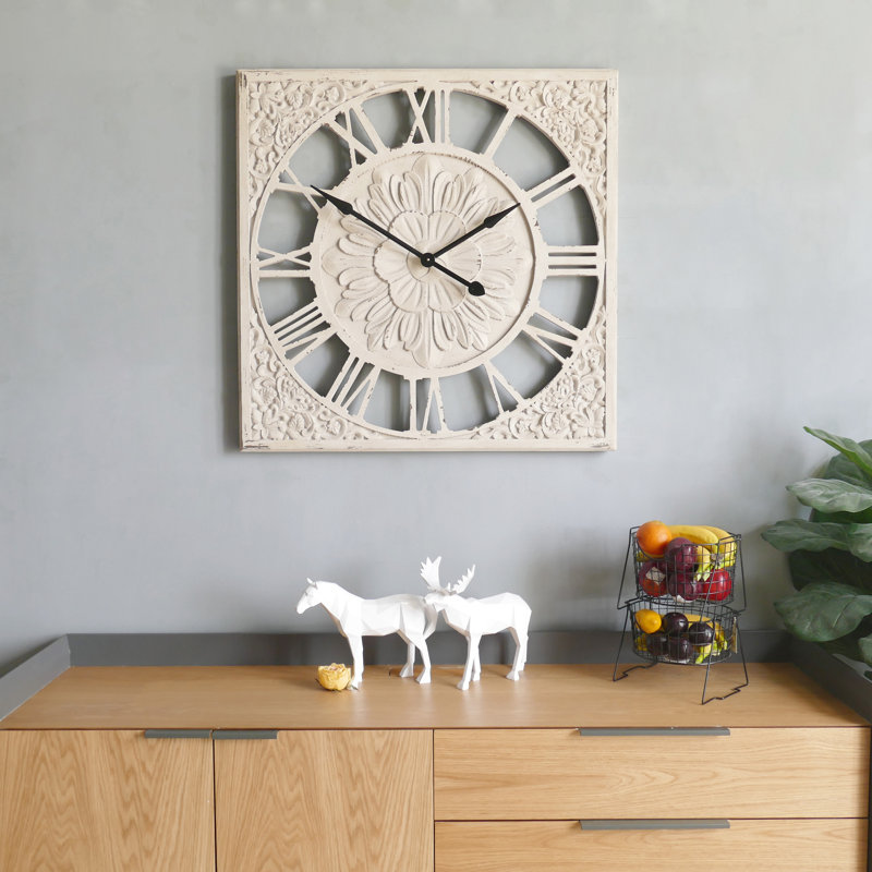 Très grande horloge murale en bois découpé Hamill