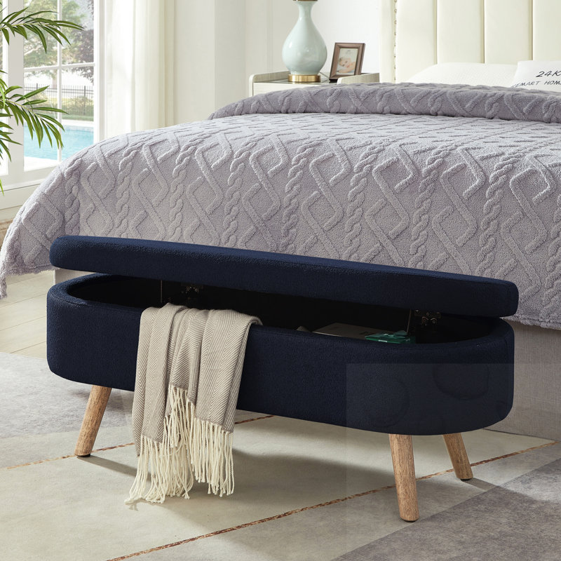 Banc de rangement rembourré avec couvercle relevable, Marine