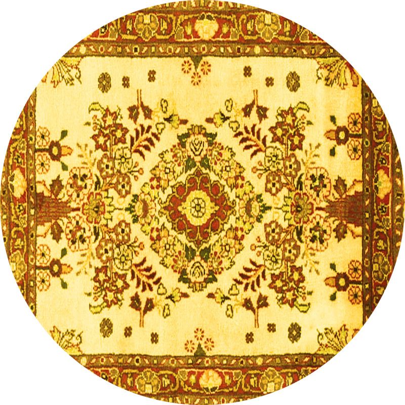 Tapis traditionnels jaunes 3771, Rond 5 pi