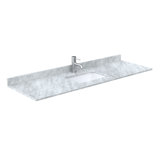 66" Single Countertop in White Carrara Marble with Square Sink and Backsplash