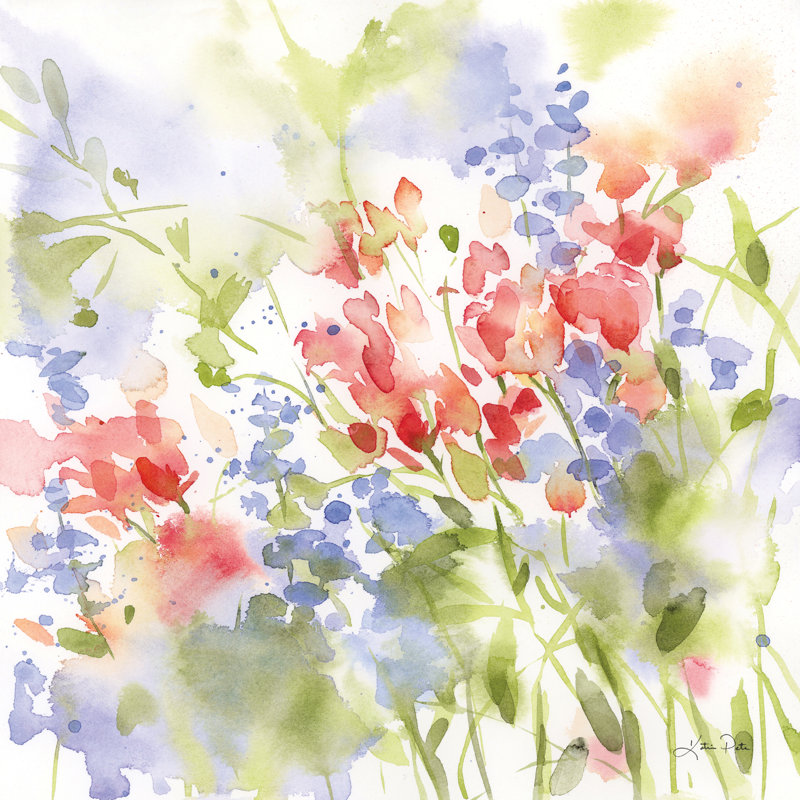«Spring Meadow II» par Katrina Pete - peinture sur toile tendue, H 30 po x l 30 po