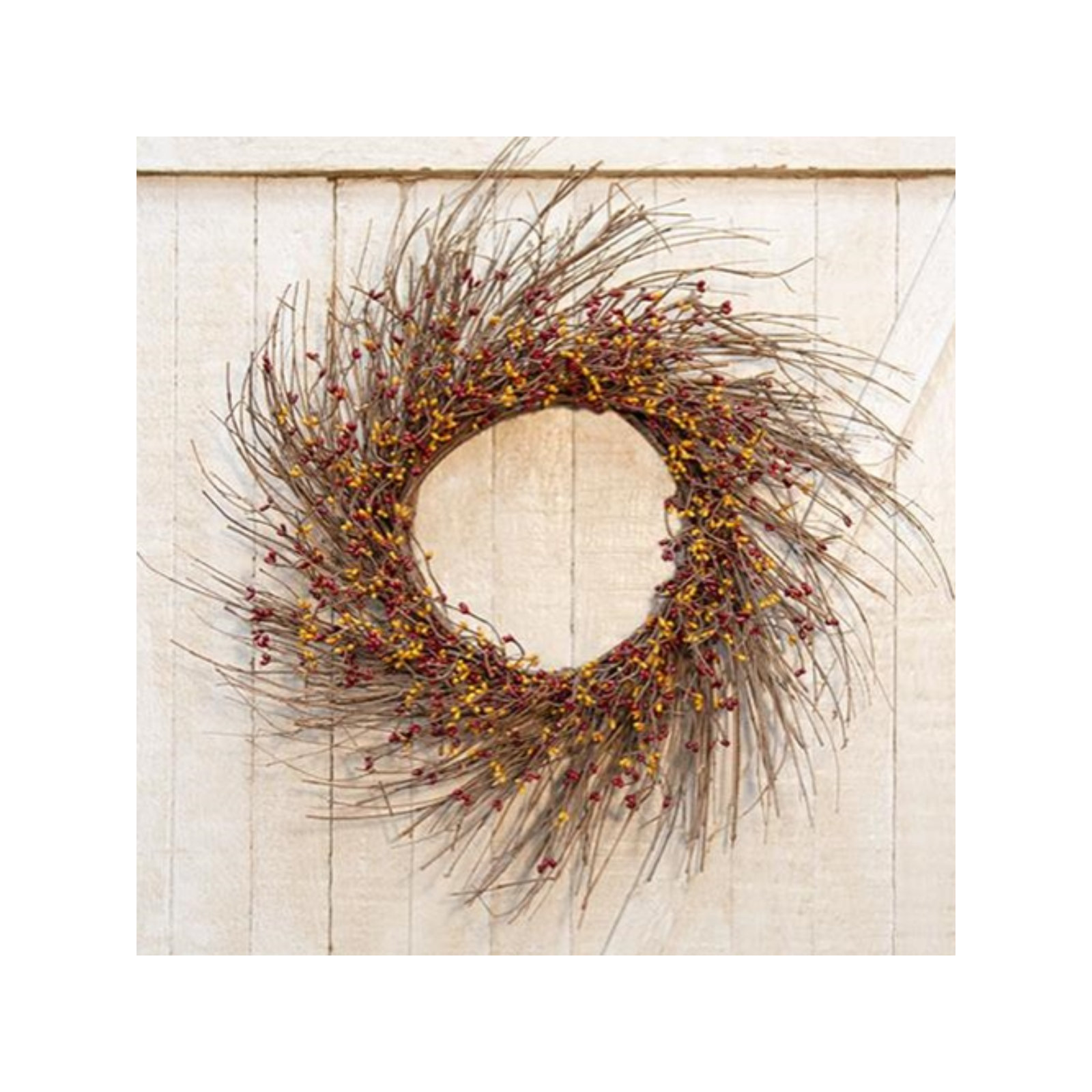 Fall Pip & Grapevine Wreath, 22" H x 22" W x 4" D, Burgundy/Gold