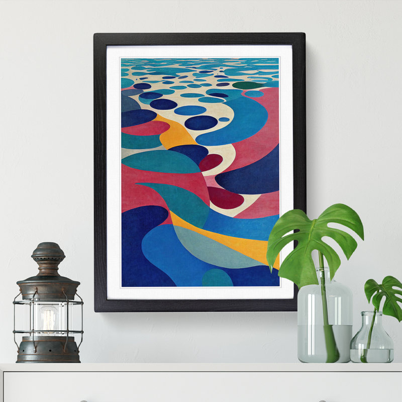 Seascape Abstract Vol.1 - Single Picture Frame Print, 34cm H x 25cm W x 2cm D, Walnut