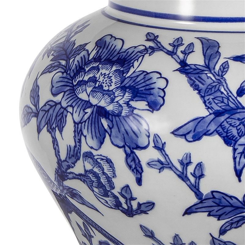 D12x19.3" Blue And White Ceramic Vase Lamp