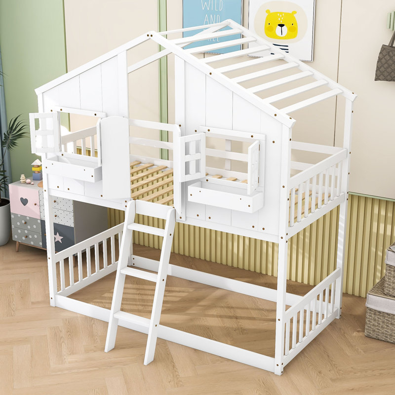 Jemison Kids Twin Over Twin Bunk Bed, White