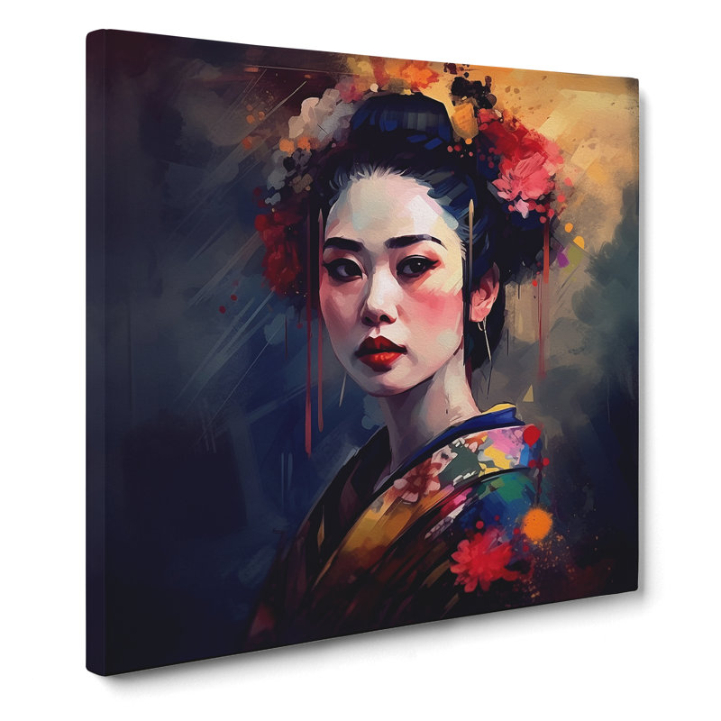 Geisha Post-Impressionism - Wrapped Canvas, 50cm H x 50cm W x 3cm D
