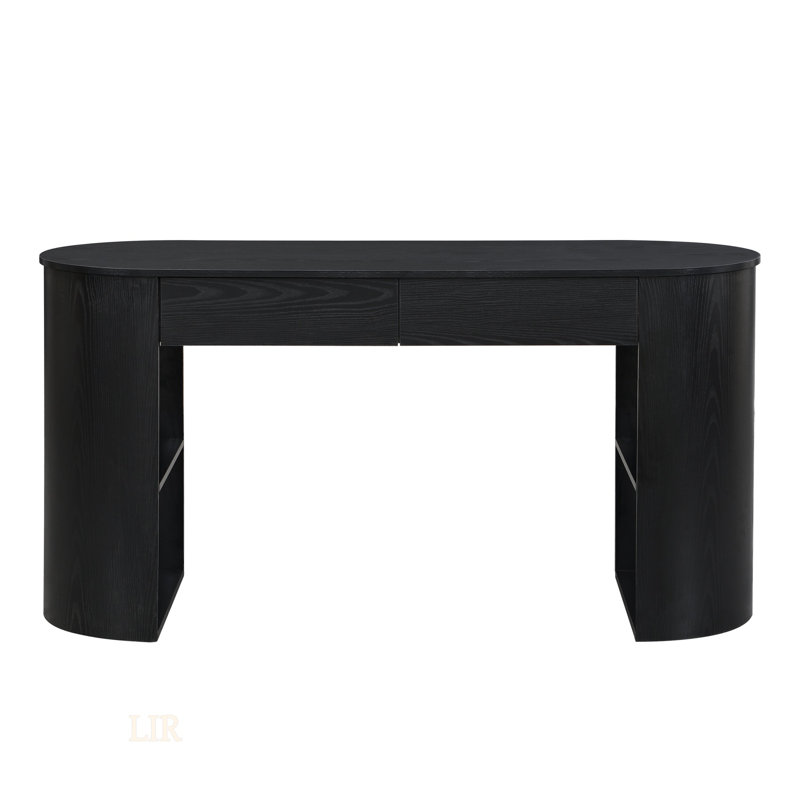 Bureau de rangement moderne avec de grandes tablettes et tiroirs, pour des espaces de travail organisés et élégants, Noir