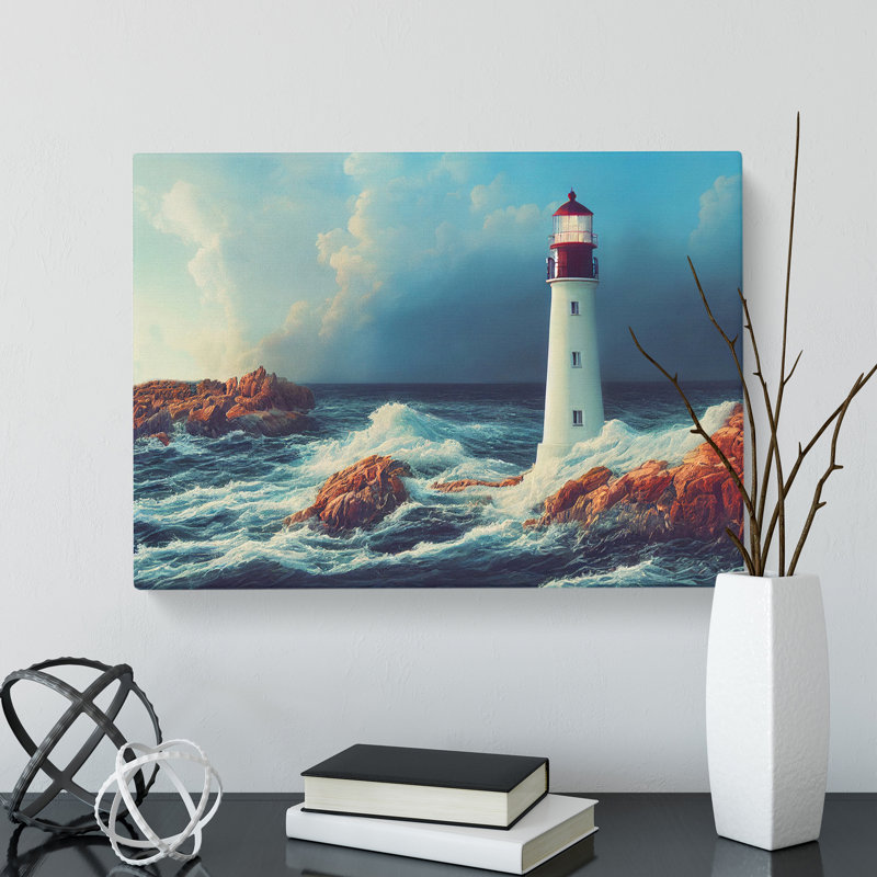 Riveting Lighthouse Seascape - Wrapped Canvas, 40cm H x 60cm W x 3cm D