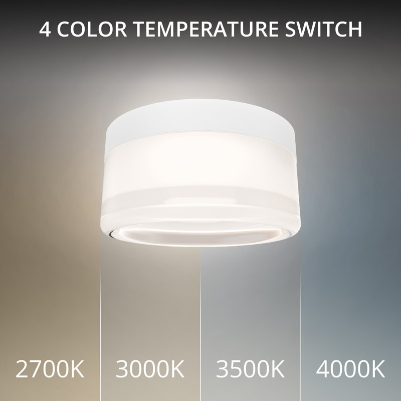 Balto II Dimmable LED Outdoor/Indoor Flush Mount With Built In Color Temperature Switch from 2700K/3000K/3500K/4000K, White